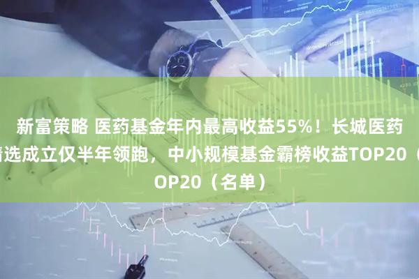 新富策略 医药基金年内最高收益55%！长城医药产业精选成立仅半年领跑，中小规模基金霸榜收益TOP20（名单）